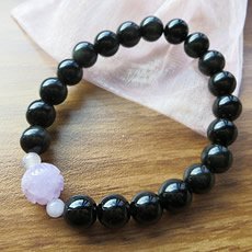 蓮花「黑曜石+紫玉」手珠（8mm／23顆）女款
